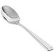 A Front of the House Parker stainless steel dinner/dessert spoon with a handle.