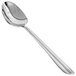 A Front of the House Liam 18/10 stainless steel teaspoon with a silver handle.