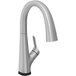 A Zurn Elkay Avado deck-mount kitchen faucet in lustrous steel with a three-function lever handle.