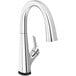 A silver Zurn Elkay deck-mount kitchen faucet with a black lever handle.