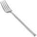 A close-up of a Front of the House Jasper stainless steel dinner fork with a silver handle.