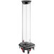 A clear cylinder with a white rectangular lid and black and red accents.