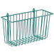 A Metroseal wire basket with a green handle.