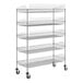 A Regency chrome metal retail storage stand with five baskets.