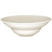 An ivory porcelain deep plate with an embossed pattern.