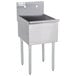 An Advance Tabco stainless steel commercial sink with legs.