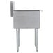 A silver stainless steel sink with legs.