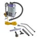 A ProTeam GoFit backpack vacuum cleaner with accessories including a hose and wand.