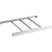 A white metal divider kit with four sections and four silver metal bars.