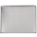 A white rectangular object with a silver border on a white background.