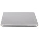 A silver rectangular metal tray on a white surface.