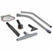 The ProTeam GoFit backpack vacuum with Xover Performance Telescoping Wand Kit and various accessories.