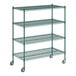 A Regency green wire shelving starter kit with 4 shelves.