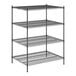 A black wireframe Regency shelving unit with four shelves.