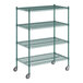 A Regency green wire shelving starter kit with 4 shelves.