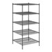 A Regency black wire shelving unit with 5 shelves.