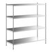 A Regency stainless steel shelving unit with four shelves.