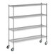 A Regency chrome wire shelving starter kit with wheels.