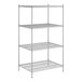 A Regency chrome wire shelving unit with four shelves.