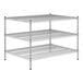 A Regency chrome stationary wire shelving starter kit with three shelves.