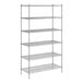 A Regency chrome stationary wire shelving unit with six shelves.