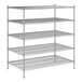 A Regency chrome wire shelving unit with five shelves.