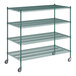 A Regency green wire shelving starter kit with 4 shelves.