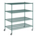 A Regency green wire shelving starter kit with 4 shelves.