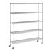 A Regency chrome wire shelving starter kit with wheels.