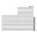 A grid pattern of black wire shelves with a house and fence drawn in white.
