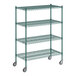 A Regency green wire shelving starter kit with 4 shelves.