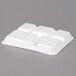 A white Genpak foam school tray with 5 compartments.