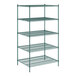 A Regency green wire shelving unit with five shelves.