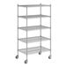 A Regency chrome wire shelving unit with five shelves.
