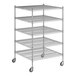 A Regency chrome wire shelving unit with five shelves.