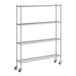 A Regency chrome wire shelving starter kit with wheels.