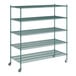 A Regency green epoxy wire shelving starter kit with 5 shelves.