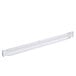 A clear plastic shelf with a white background.