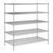 A Regency chrome wire shelving unit with five shelves.