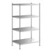 A Regency stainless steel shelving unit with four shelves.