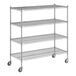 A Regency chrome mobile wire shelving starter kit with 4 shelves.