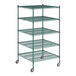 A Regency green wire shelving unit with five shelves.