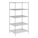 A Regency chrome wire shelving unit with five shelves.