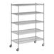 A wireframe of a chrome Regency wire shelving unit with four shelves.