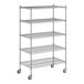 A Regency chrome wire shelving unit with five shelves.