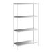 A Regency stainless steel shelving unit with four shelves.