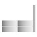 A white metal frame with stainless steel shelves.