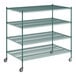 A Regency green wire shelving starter kit with 4 shelves.