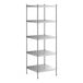 A Regency stainless steel stationary shelving unit with four shelves.