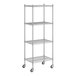 A Regency chrome wire shelving starter kit with wheels and 4 shelves.